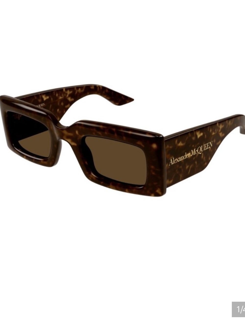 Alexander McQueen AM04332-002 Havana Tortoiseshell Rectangular Sunglasses